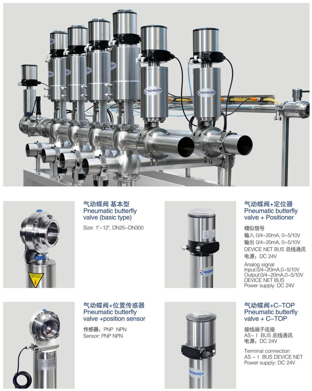 Stainless Steel Sanitary Pneumatic Butterfly Clamped Forged Valve with Il-Top